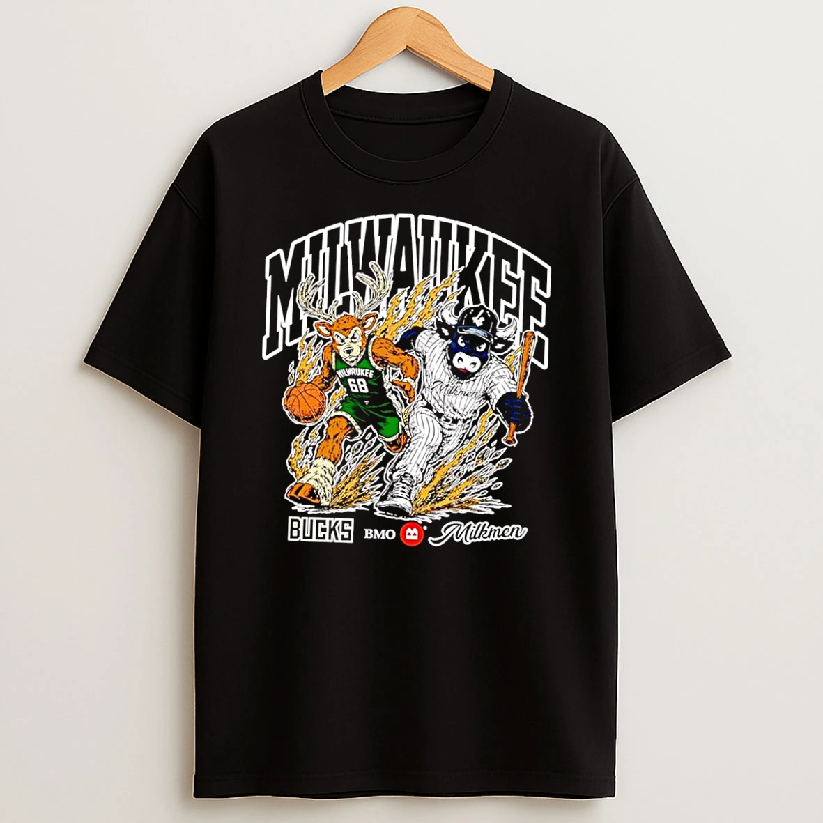 Officials Milwaukee Bucks Milkmen Running Deer And Cow Athlete Black Premium T Shirt Sweatshirt Hoodie