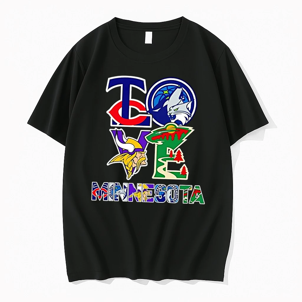 Officials Minnesota Love Sports Team Logos Black Premium T Shirt Sweatshirt Hoodie