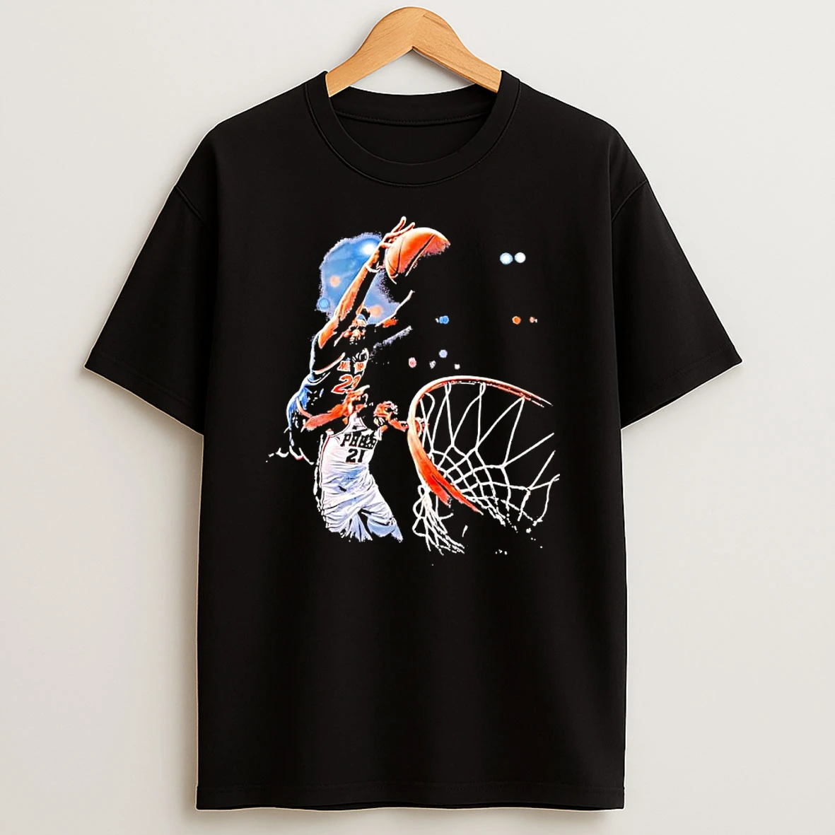 Officials New York Knicks 23 Vs Philadelphia 76ers 21 Basketball Slam Dunk Graphic Premium T Shirt Sweatshirt Hoodie