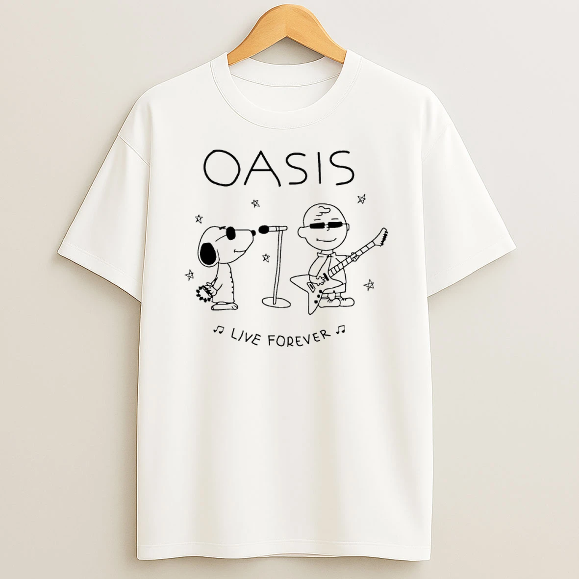 Officials Oasis Snoopy And Charlie Brown Live Forever Premium T Shirt Sweatshirt Hoodie