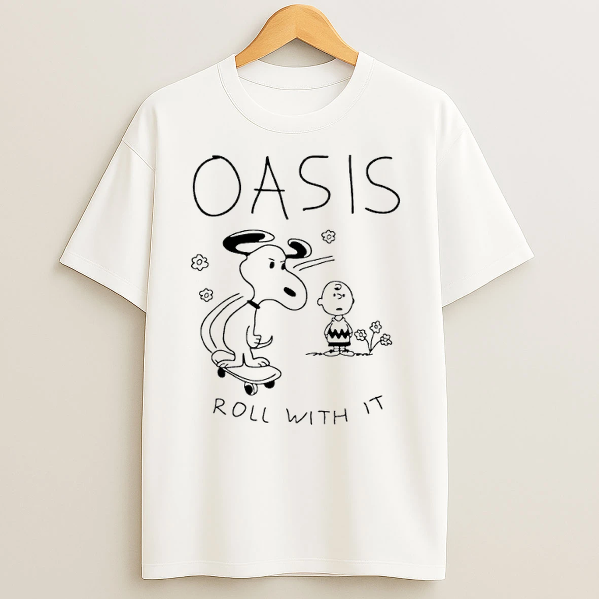 Officials Oasis Snoopy And Charlie Brown Roll With It Premium T Shirt Sweatshirt Hoodie