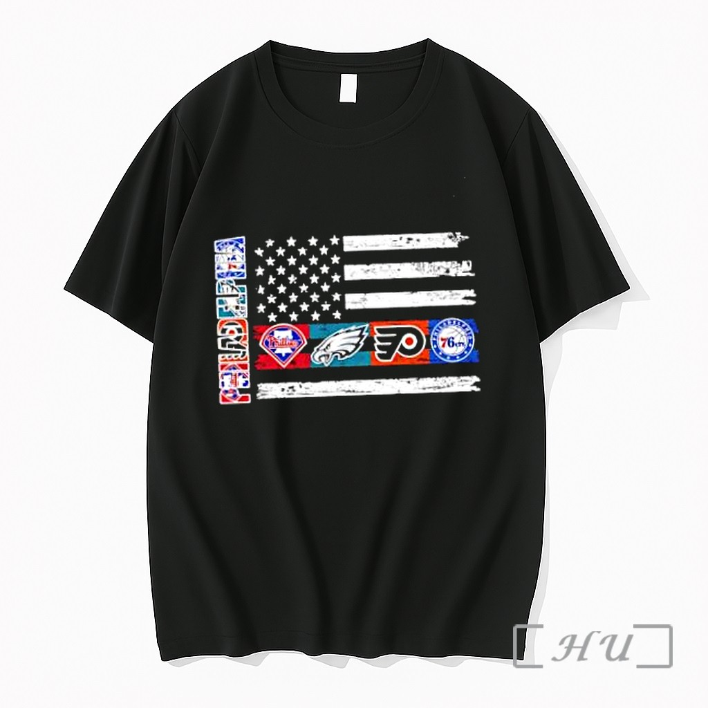 Officials Philadelphia Sport Teams Phillies Eagles Flyers 76ers Usa Independence Day Flag Premium Shirt Sweatshirt Tee