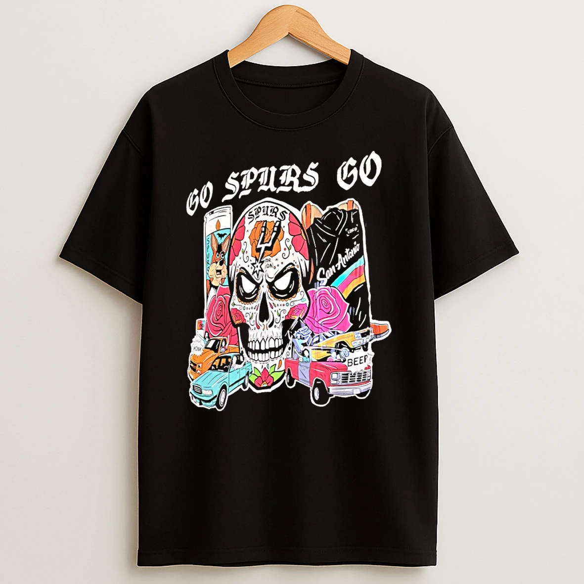 Officials San Antonio Spurs Go Spurs Go Sugar Skull Premium T Shirt Sweatshirt Hoodie