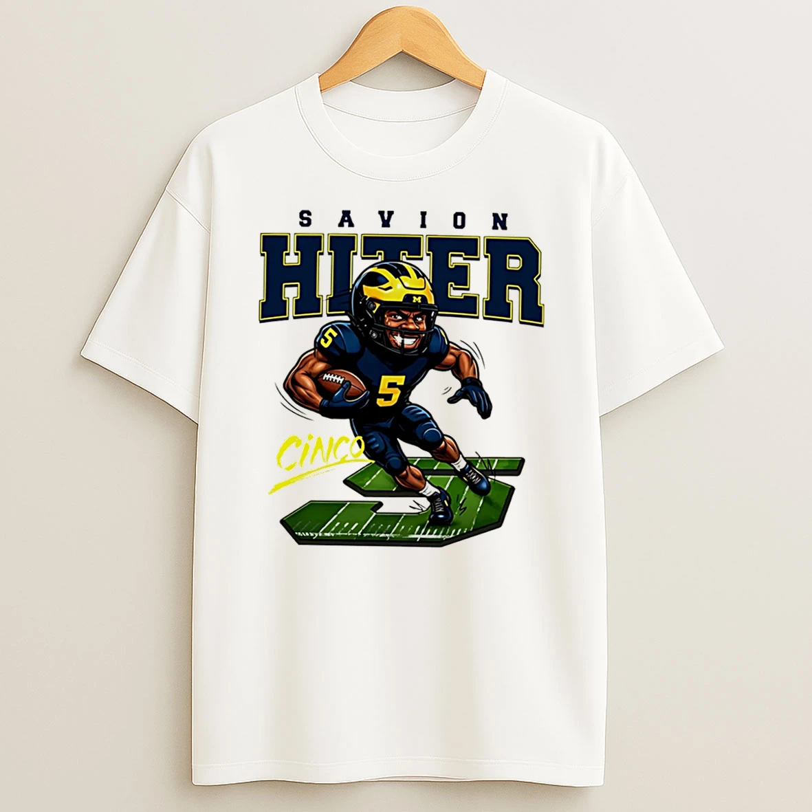 Officials Savion Hiter Michigan Football Cinco Caricature Tee Premium T Shirt Sweatshirt Hoodie