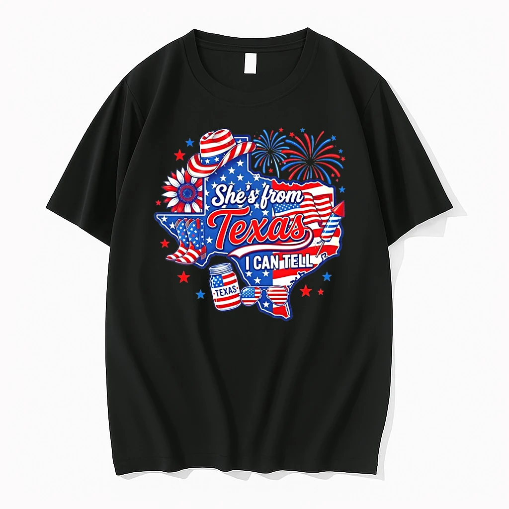 Officials Shes From Texas I Can Tell 4th Of July Texas Map 2026 Premium T Shirt Sweatshirt Hoodie