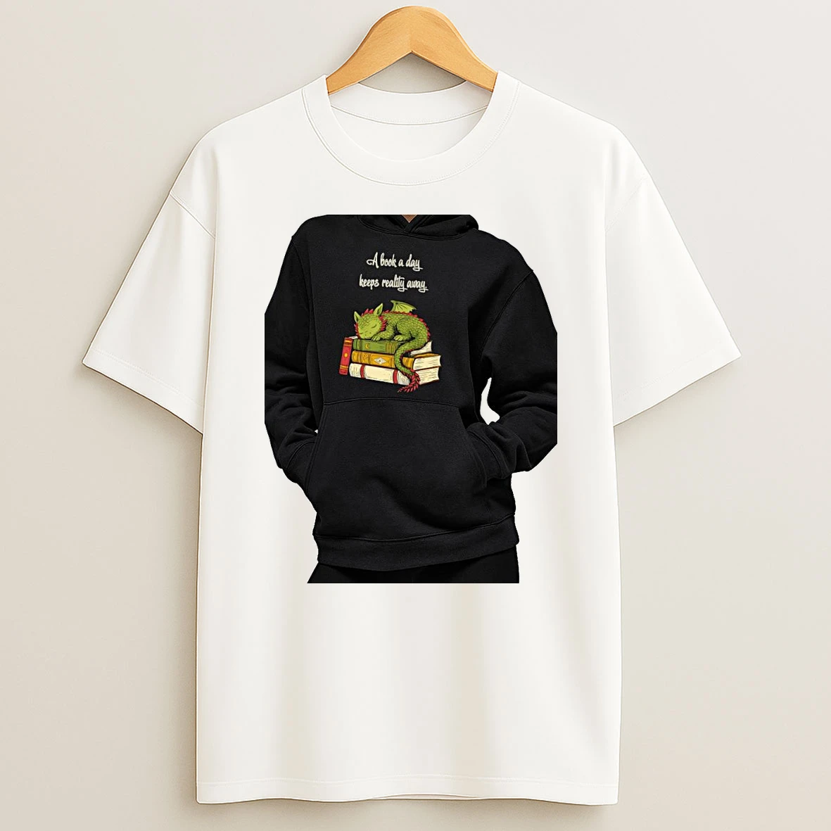 Officials Sleeping Dragon On Books A Book A Day Keeps Reality Away Premium T Shirt Sweatshirt Hoodie