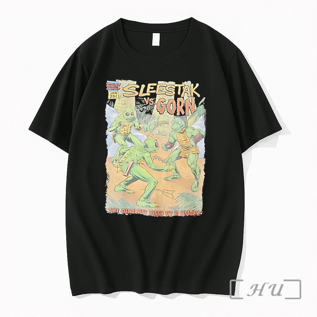Officials Sleestak Vs Gorn The Deadliest Hissy Fit In History Retro Comic Book Cover Tee Premium Shirt Sweatshirt Tee