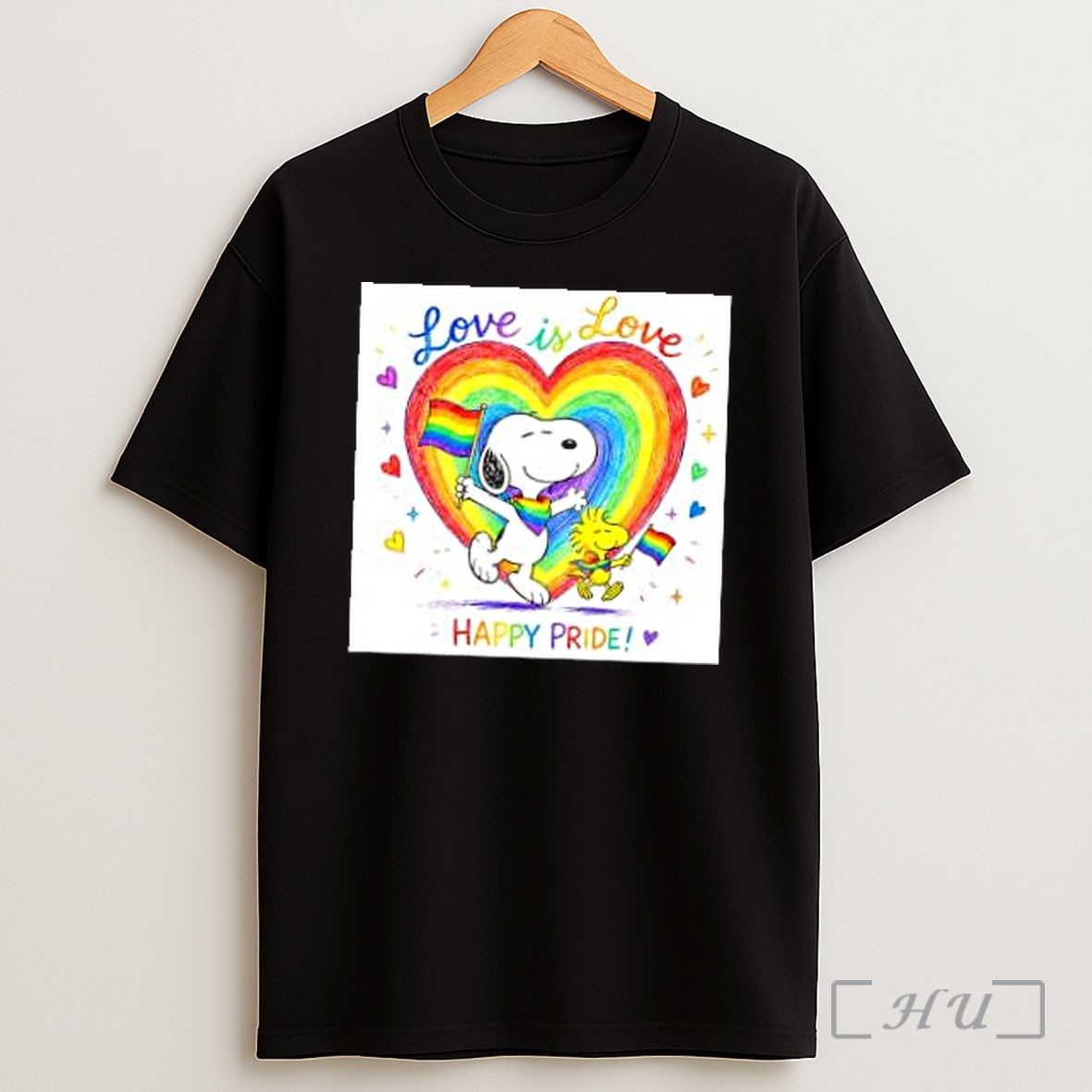Officials Snoopy Woodstock Peanuts Love Is Love Happy Pride Premium Shirt Sweatshirt Tee