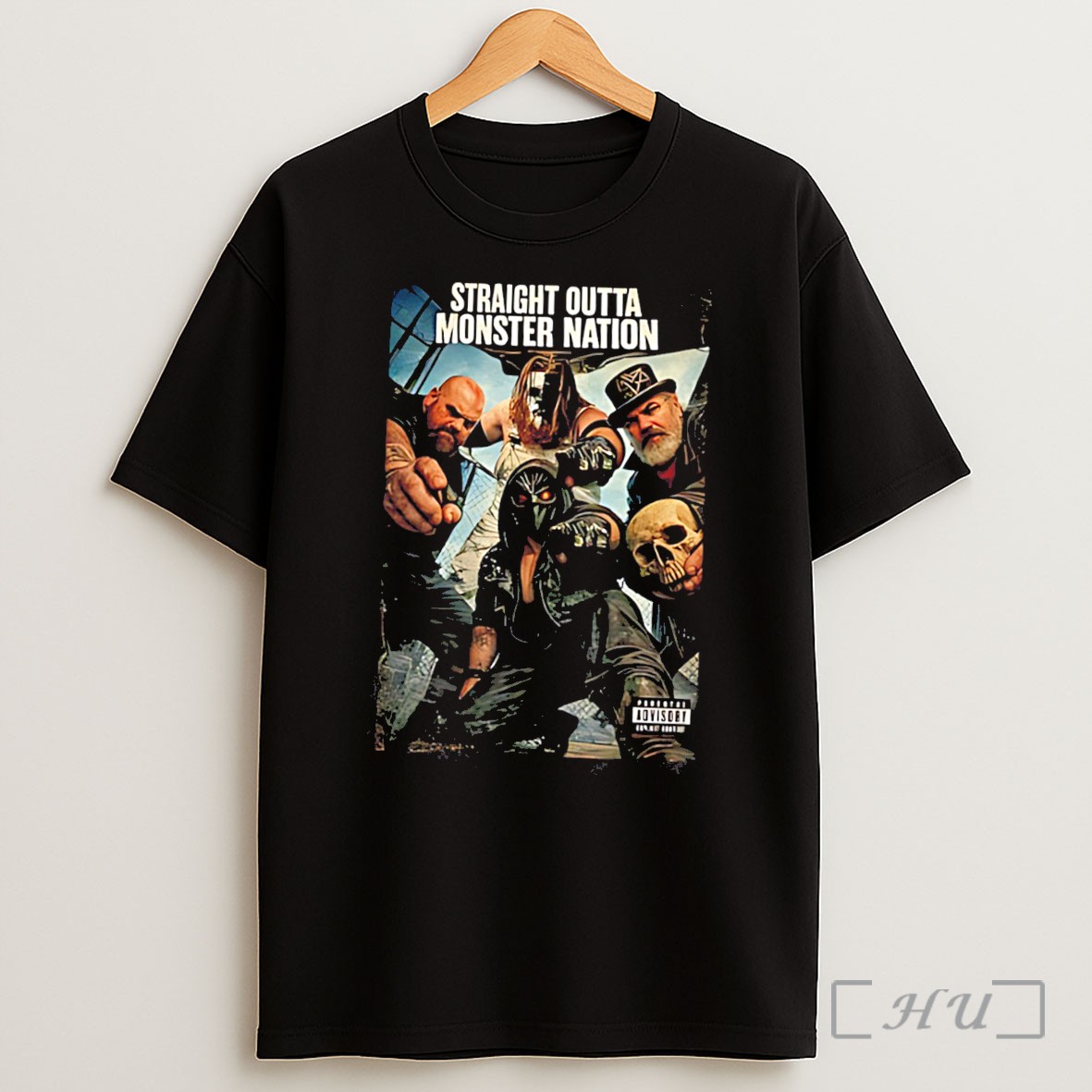 Officials Straight Outta Monster Nation Group Of Wrestlers Illustration Tee Premium Shirt Sweatshirt Tee