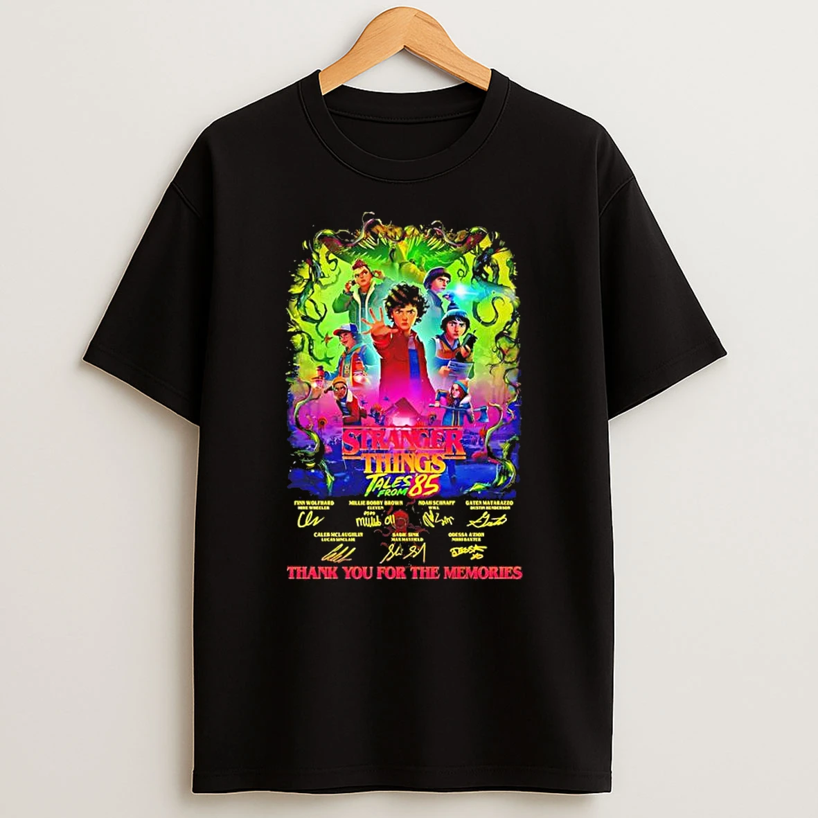Officials Stranger Things Tales From 85 Cast Signatures Character Art Premium T Shirt Sweatshirt Hoodie