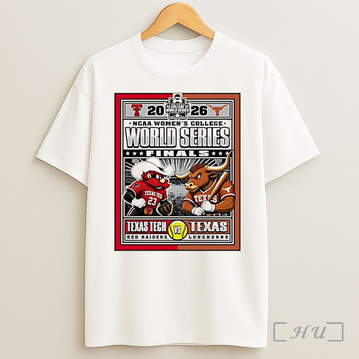 Officials Texas Tech Red Raiders Vs Texas Longhorns 2026 Ncaa Womens College World Series Mascot Premium Shirt Sweatshirt Tee