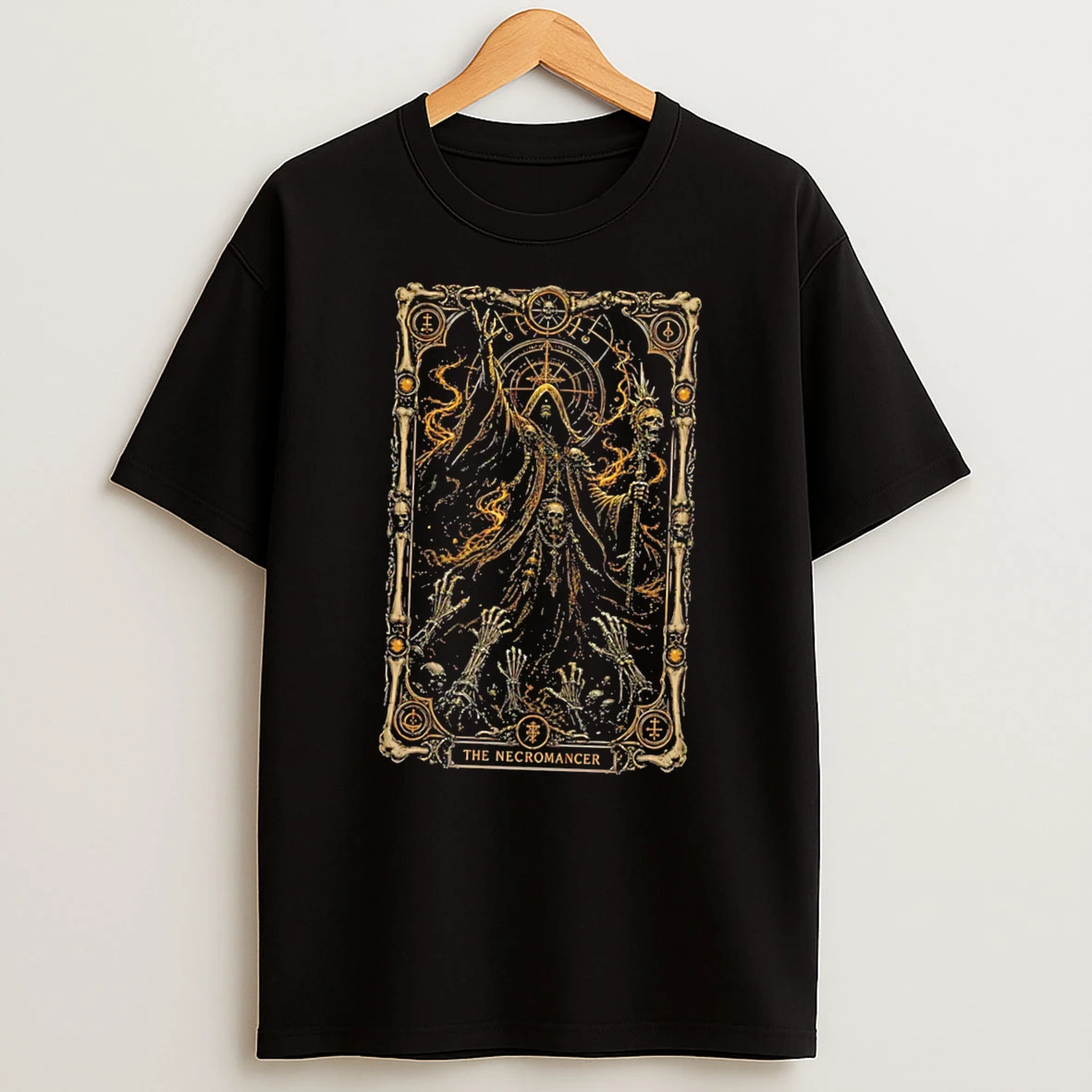Officials The Necromancer Dark Fantasy Occult Skeleton Art Tee Premium T Shirt Sweatshirt Hoodie