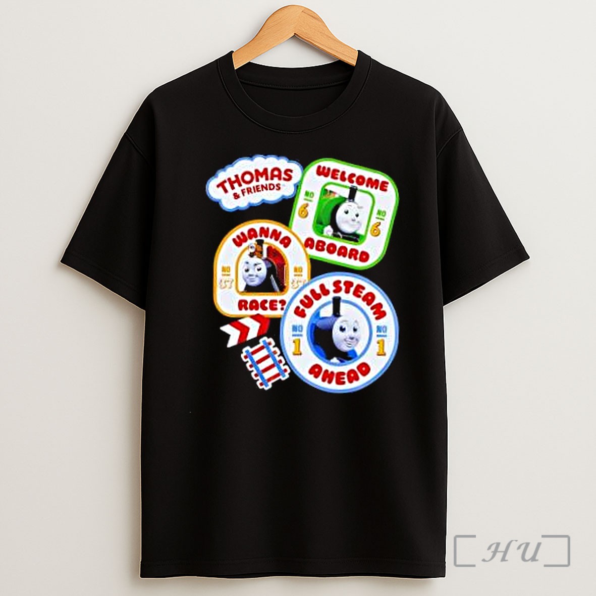 Officials Thomas And Friends Percy Hiro Thomas Welcome Aboard Wanna Race Full Steam Ahead Premium Shirt Sweatshirt Tee