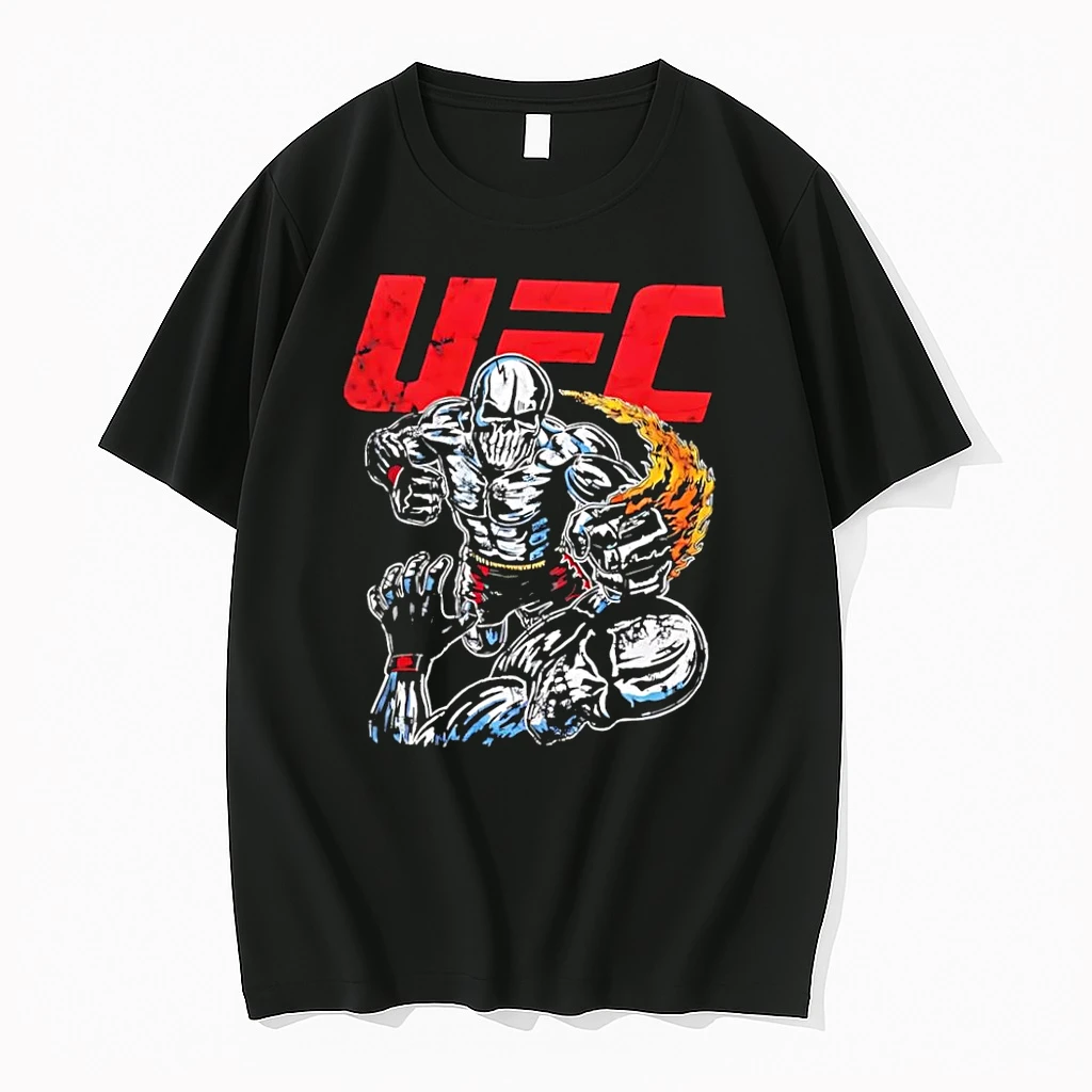 Officials Ufc Skull Fighter Flaming Punch Art Black Premium T Shirt Sweatshirt Hoodie