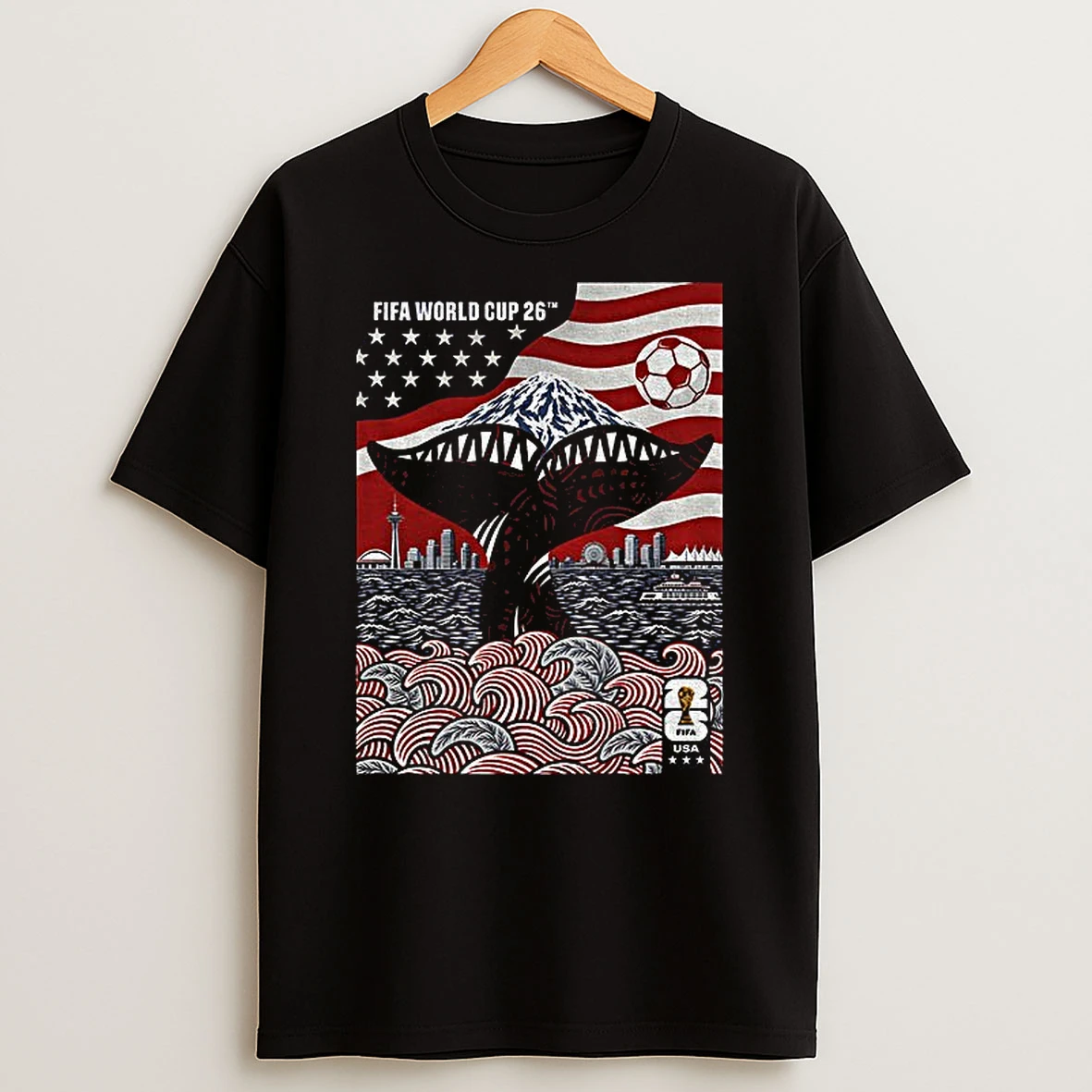 Officials Usa Fifa World Cup 26 Whale Tail Soccer American Flag Premium T Shirt Sweatshirt Hoodie