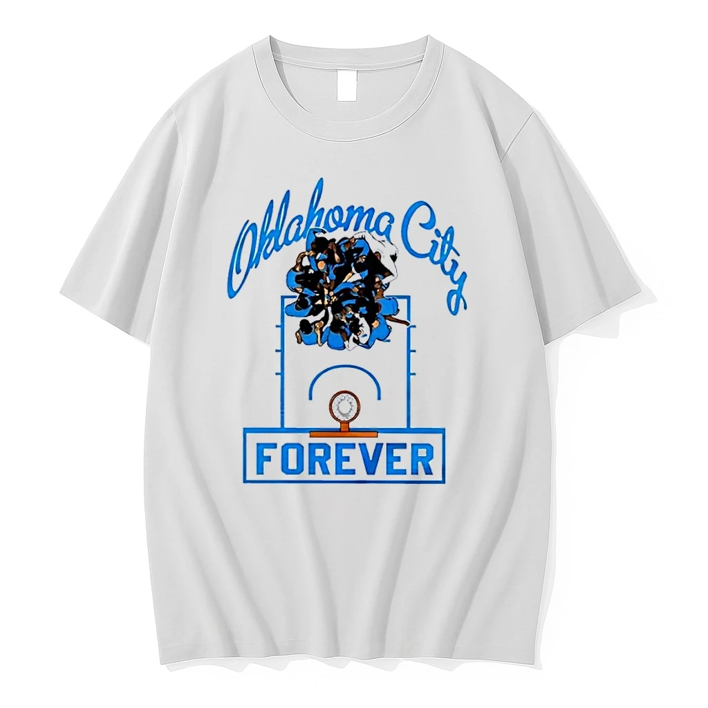 Oklahoma City Forever Basketball Hoop Team Huddle Graphics White Shirts
