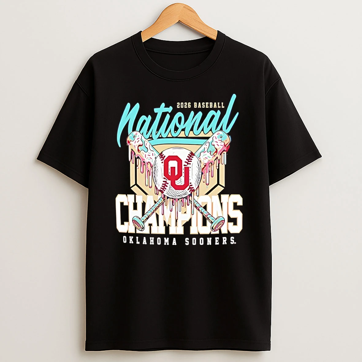 Oklahoma Sooners 2026 Ncaa National Baseball Mens College World Series Champions Bats Shirts