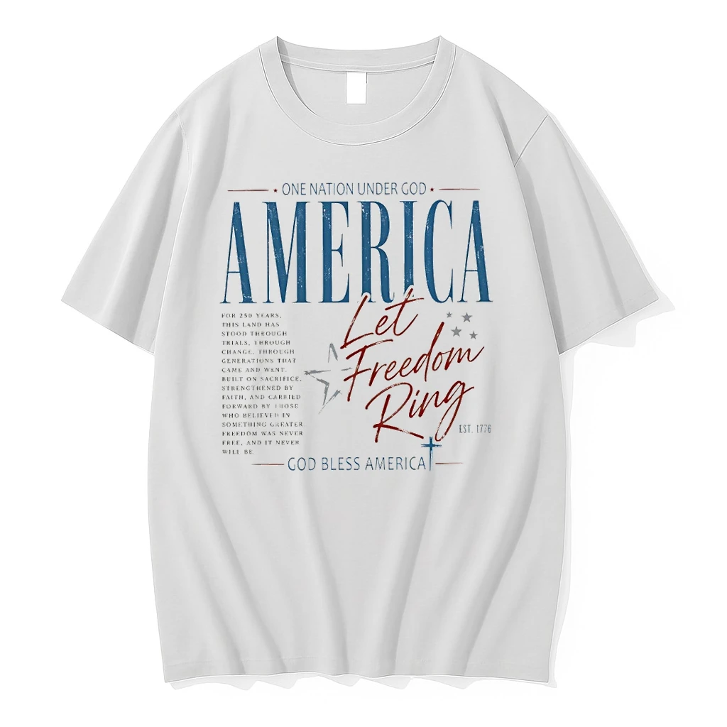 One Nation Under God America Let Freedom Ring Patriotic Christian Usa 4th Of July Est 1776 Shirts