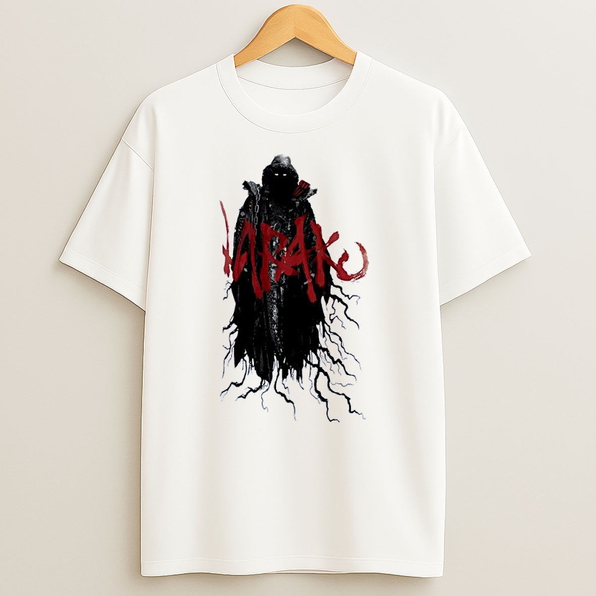 Original Dark Fantasy Shadow Figure Appears On K R A K E Apparel White Shirts