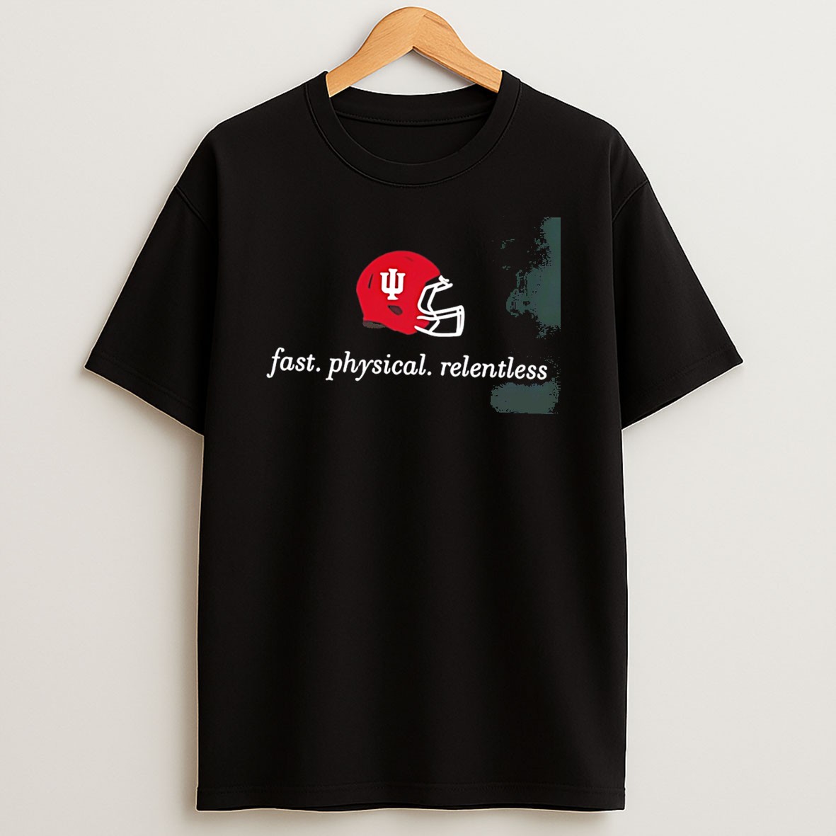 Original Indiana Hoosiers Fast Physical Relentless Helmet Logo Tee Shirts