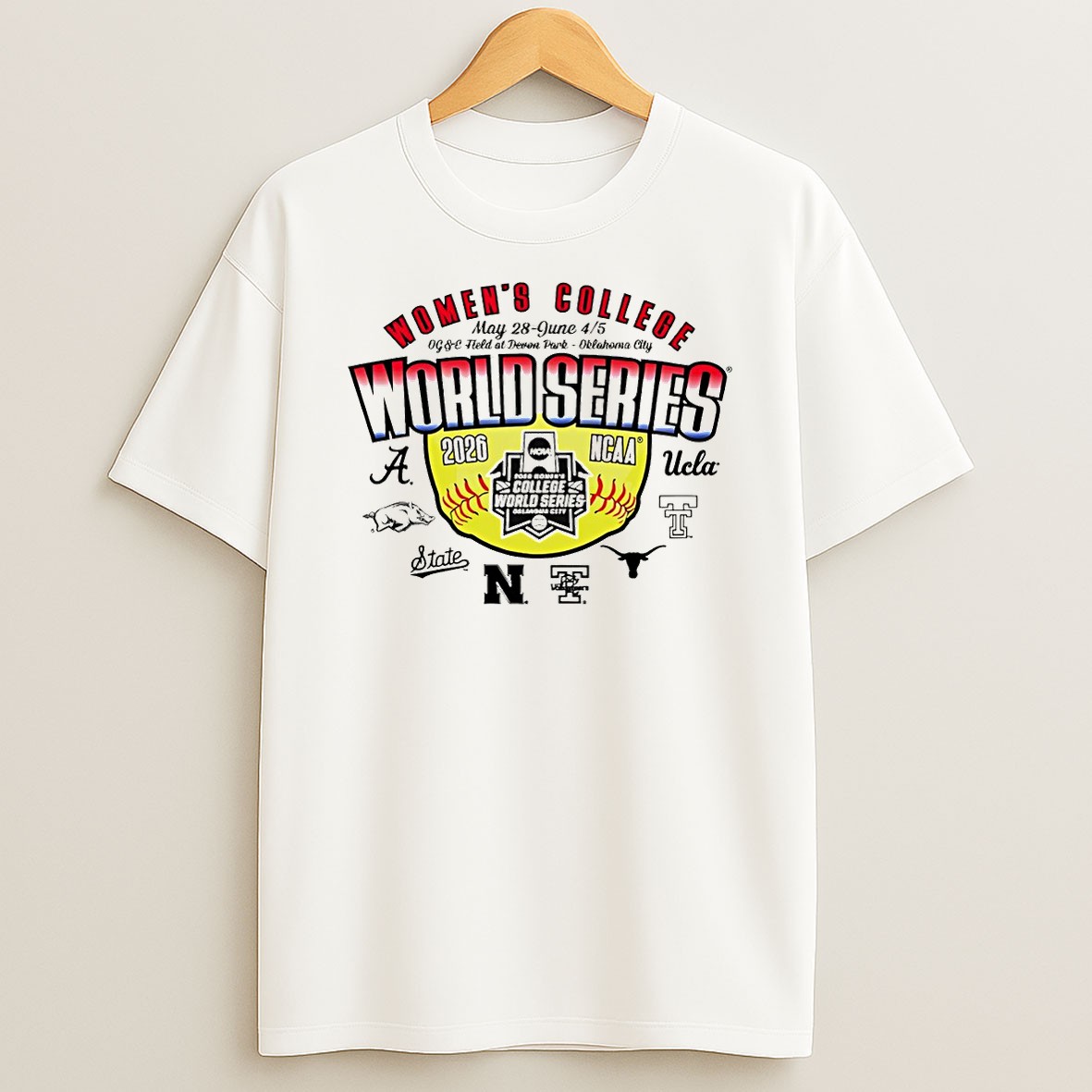 Original Ncaa Softball Womens College World Series 2026 Oklahoma City Team Logo Shirts