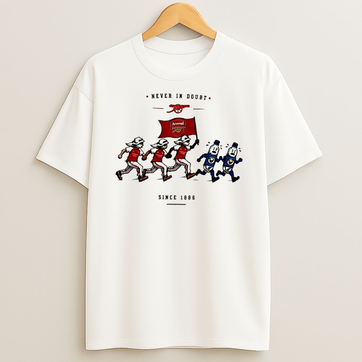 Original Never In Doubt Since 1886 Arsenal Cartoon Graphic Tee Shirts