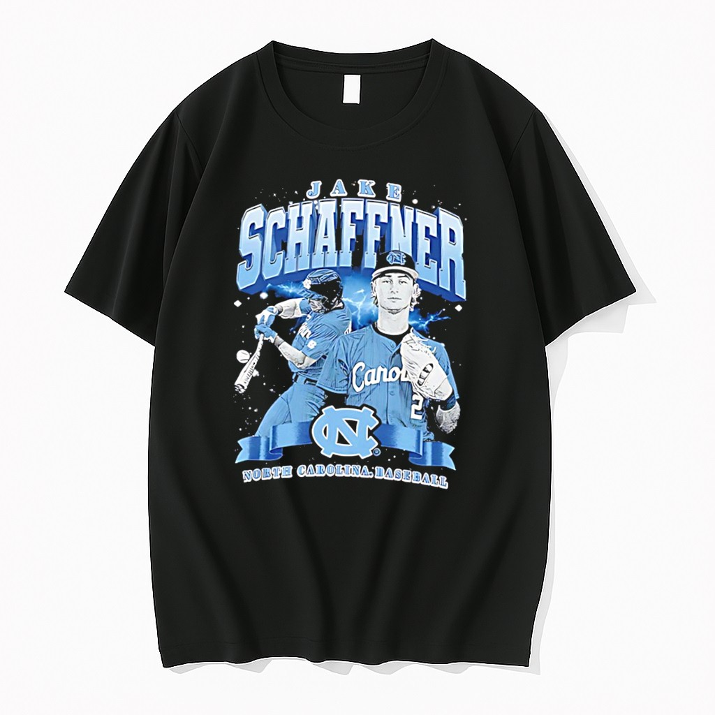 Original North Carolina Baseball Jake Schaffner Illustration Tee Shirts
