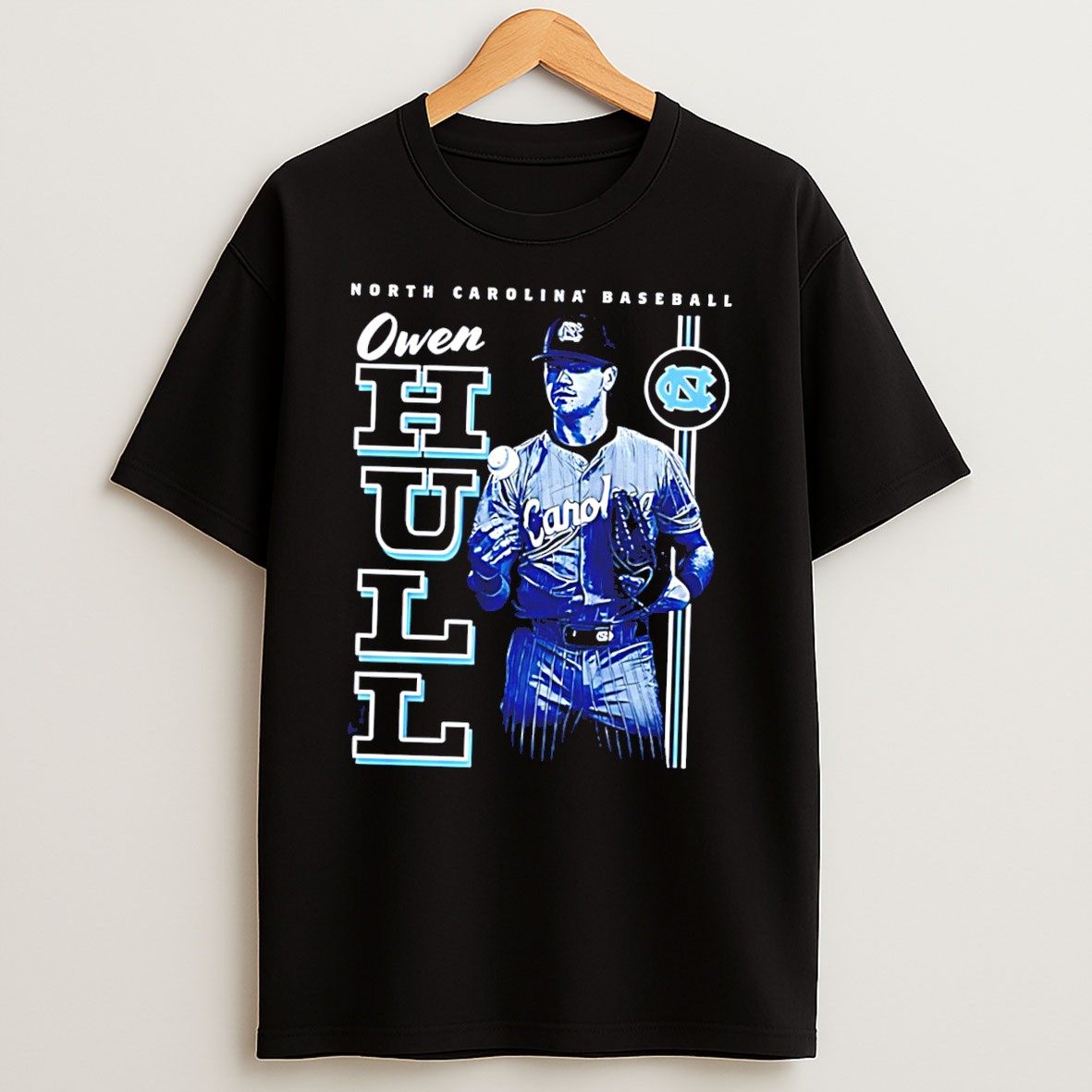 Original North Carolina Baseball Owen Pugh Owen Hull Portrait Tee Shirts