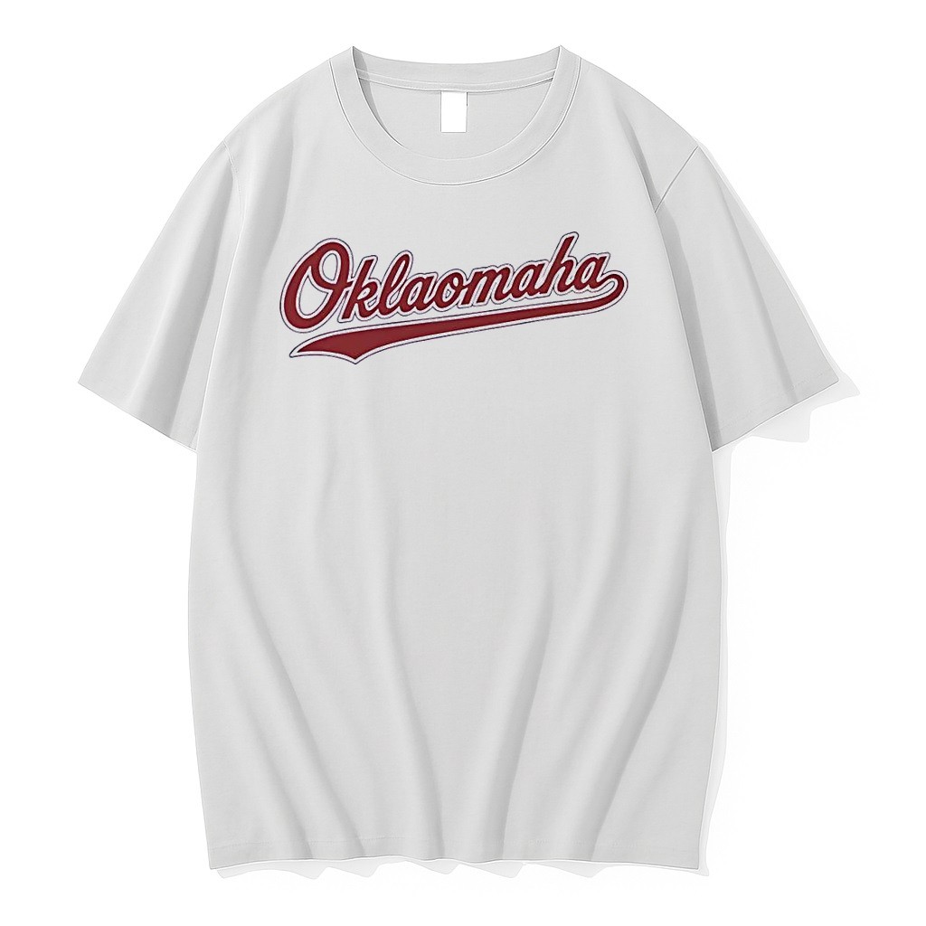 Original Omaha Script Logo Maroon Lettering White Shirts