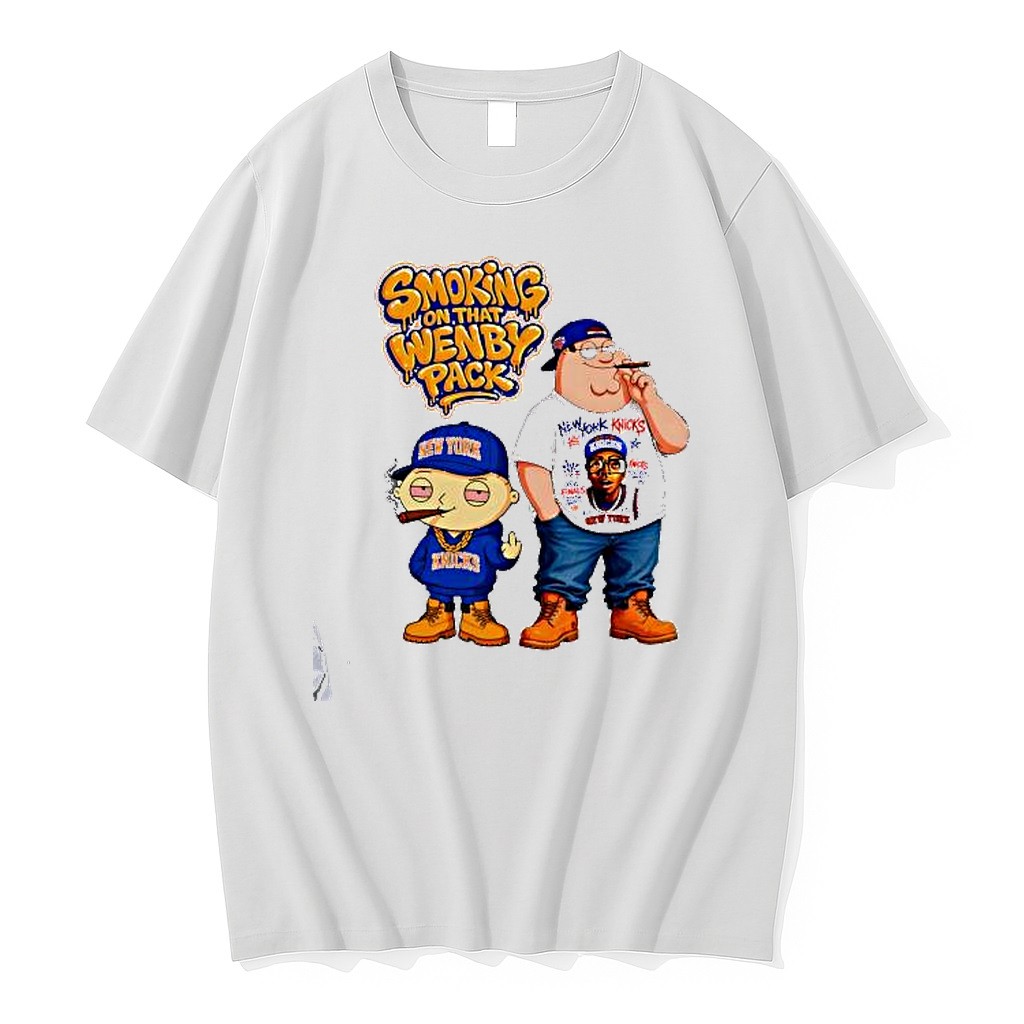 Original Peter Griffin Stewie Griffin New York Knicks Smoking On That Wenby Pack Shirts