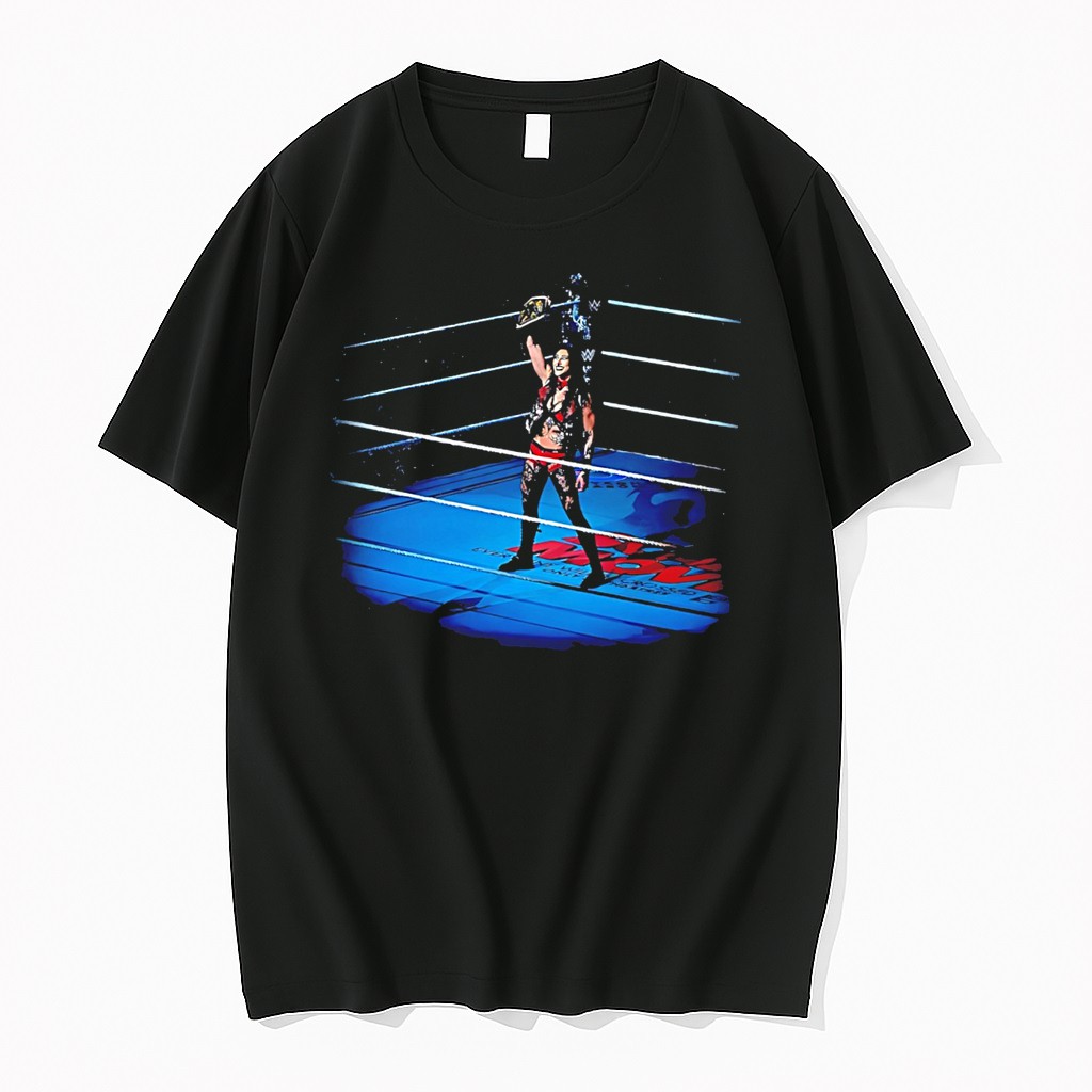 Original Rhea Ripley Holding Championship Belt Illustration Tee Shirts