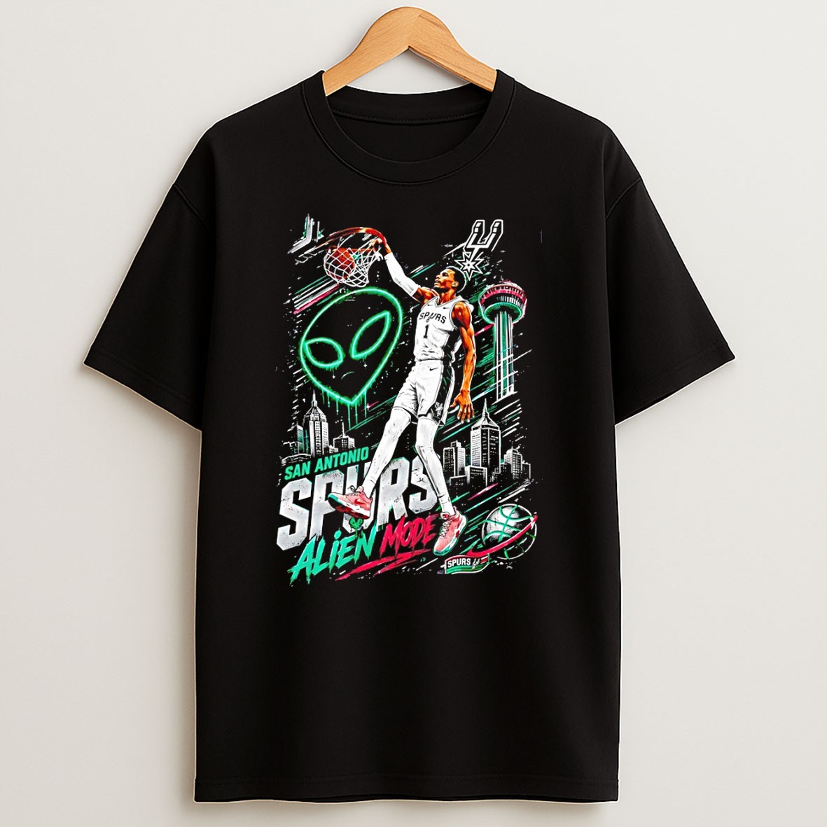 Original San Antonio Alien Mode Futuristic Basketball Dunk Wemby Shirts
