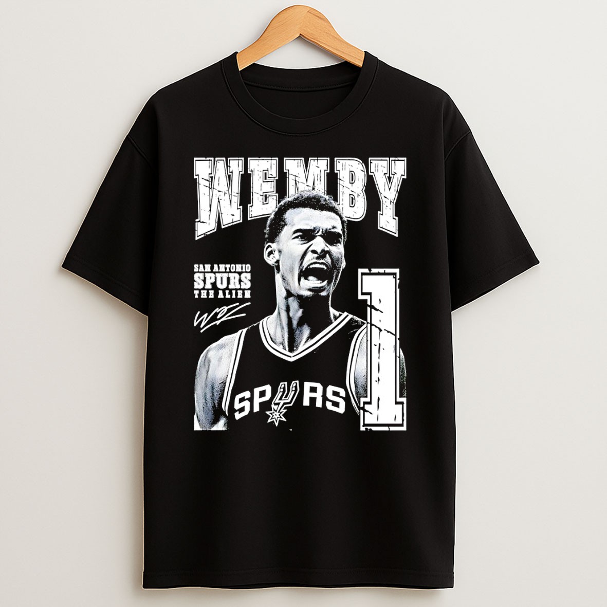 Original Victor Wembanyama San Antonio Spurs Wemby The Alien 1 Basketball Signature Shirts