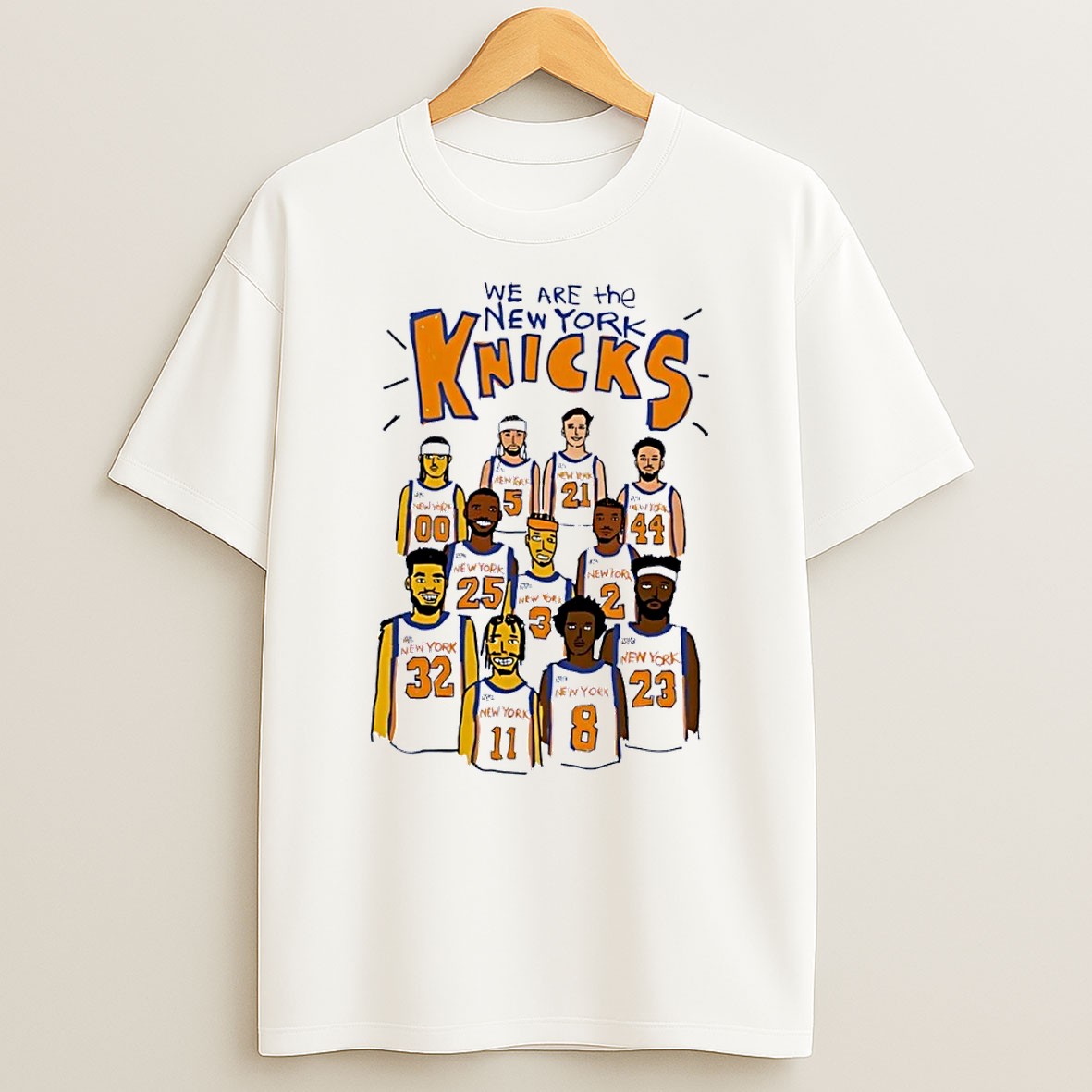 Original We Are The New York Knicks Basketball Players Illustration White Shirts