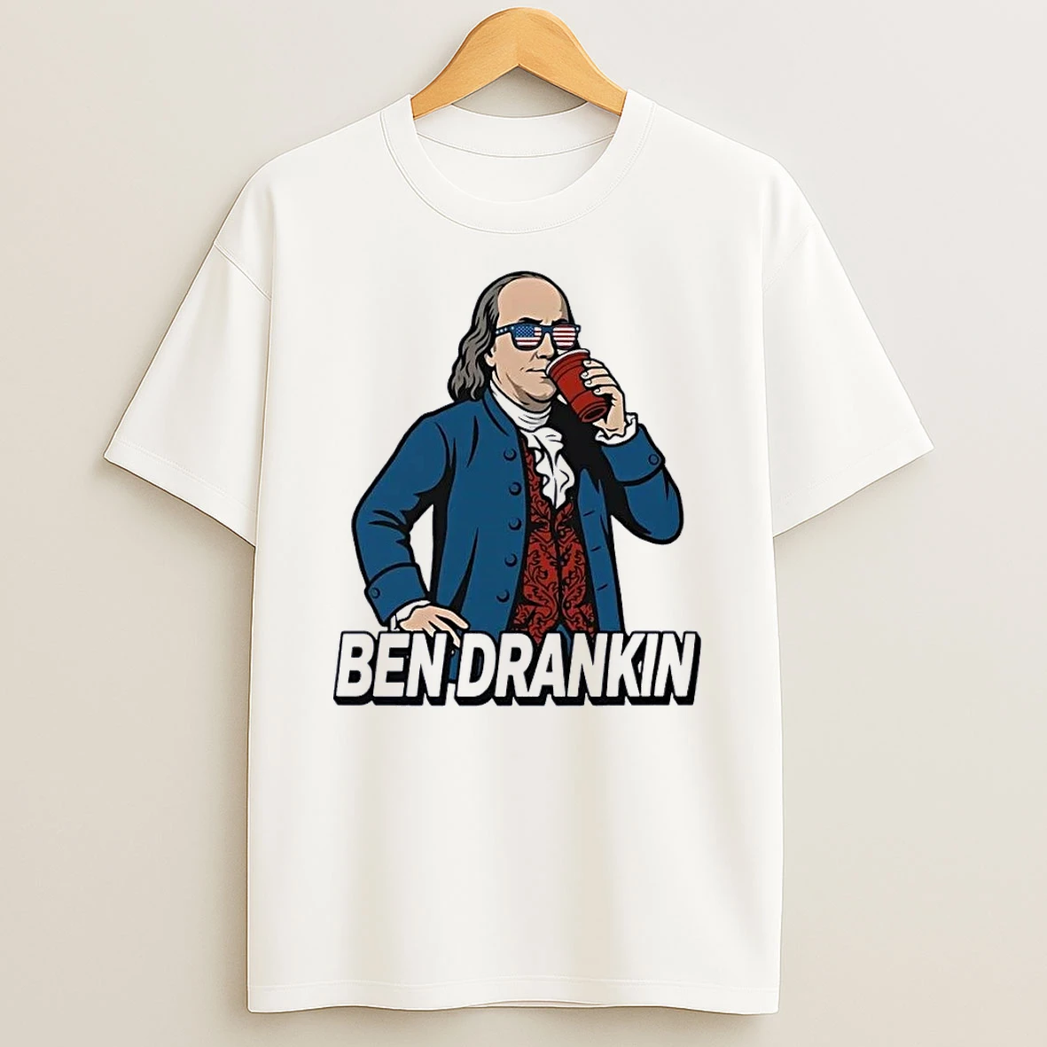 Party Hard Benjamin Franklin Ben Drankin White Shirts
