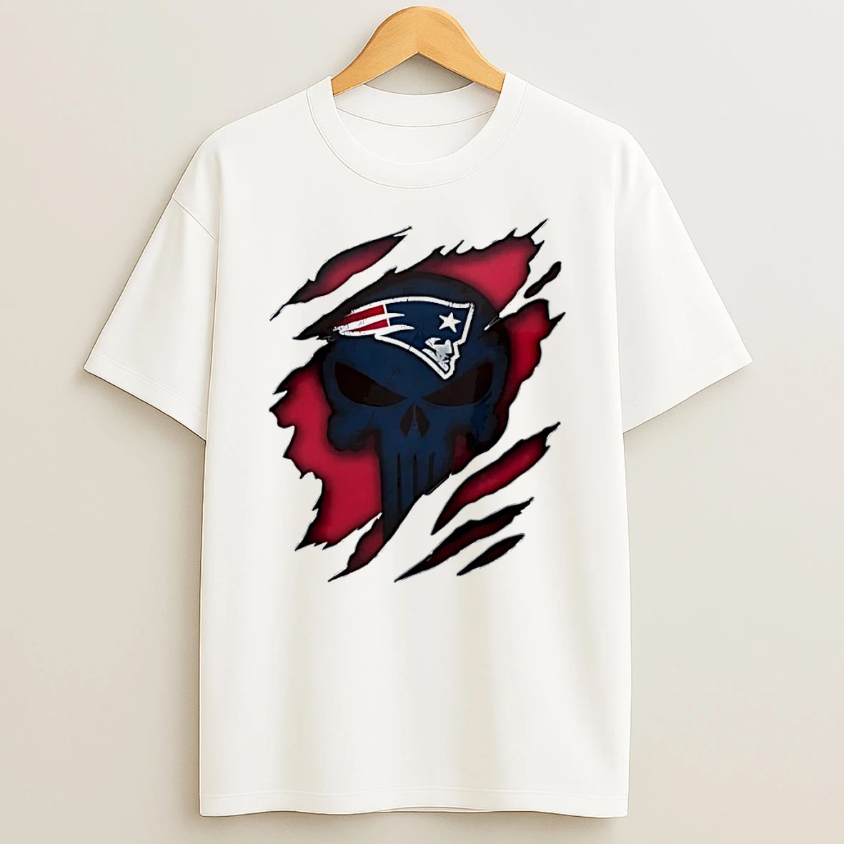 Patriots Skull Torn White Shirts