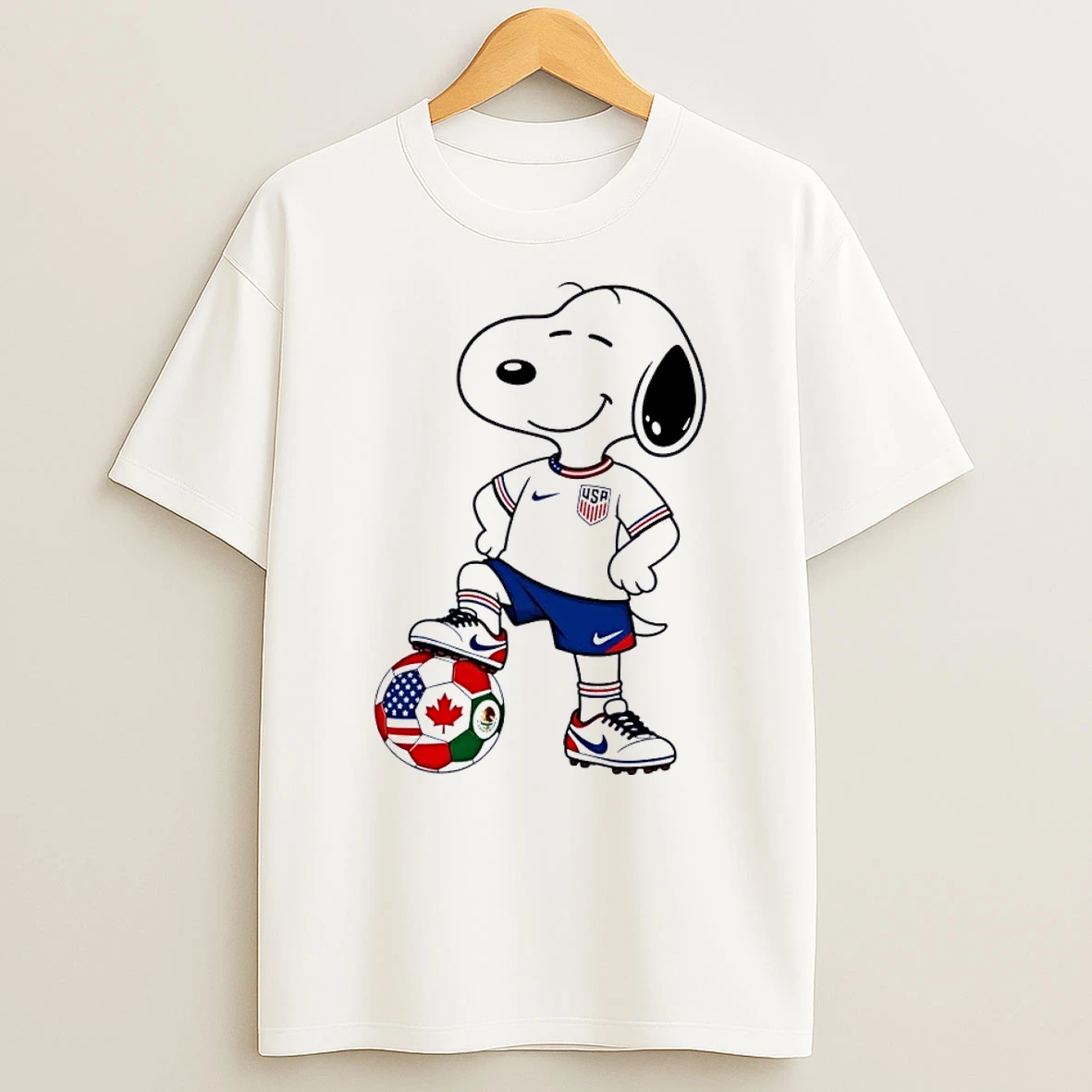 Peanuts Snoopy Soccer Collection Snoopy Playing Soccer Usa White Shirts