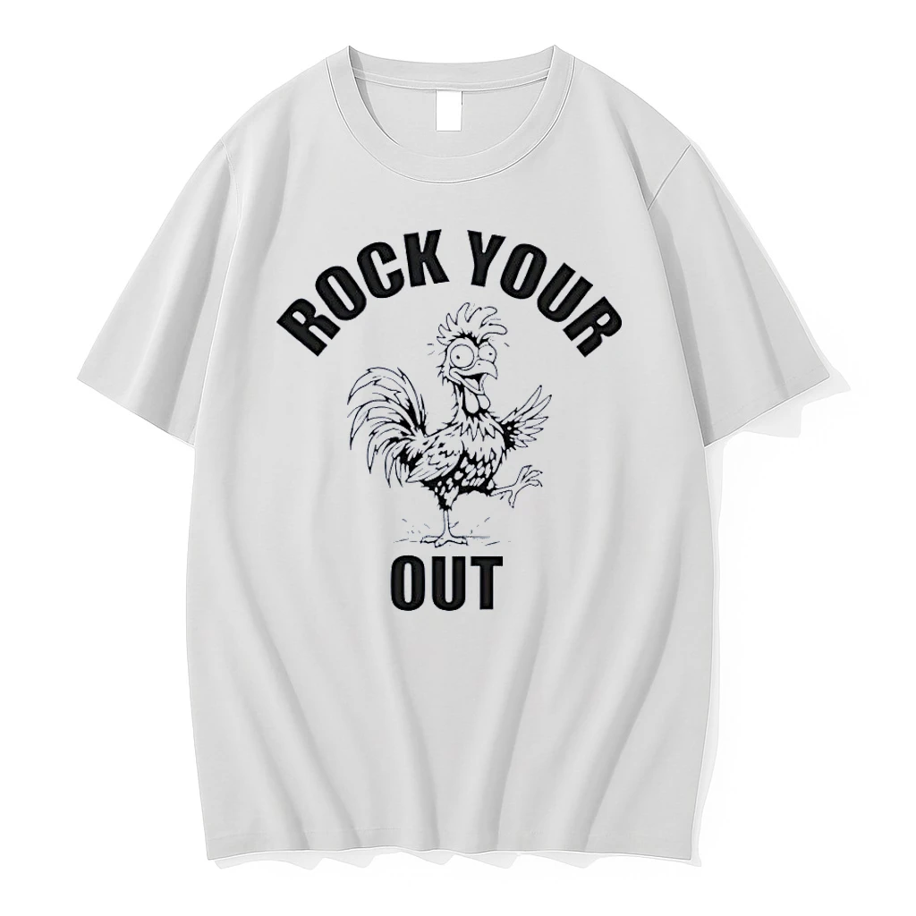 Rock Your Out Crazy Rooster White Shirts