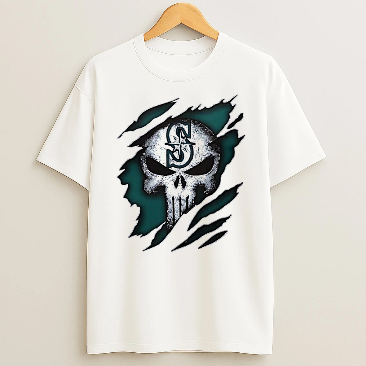 Seattle Mariners Apparel Punisher Skull White Shirts