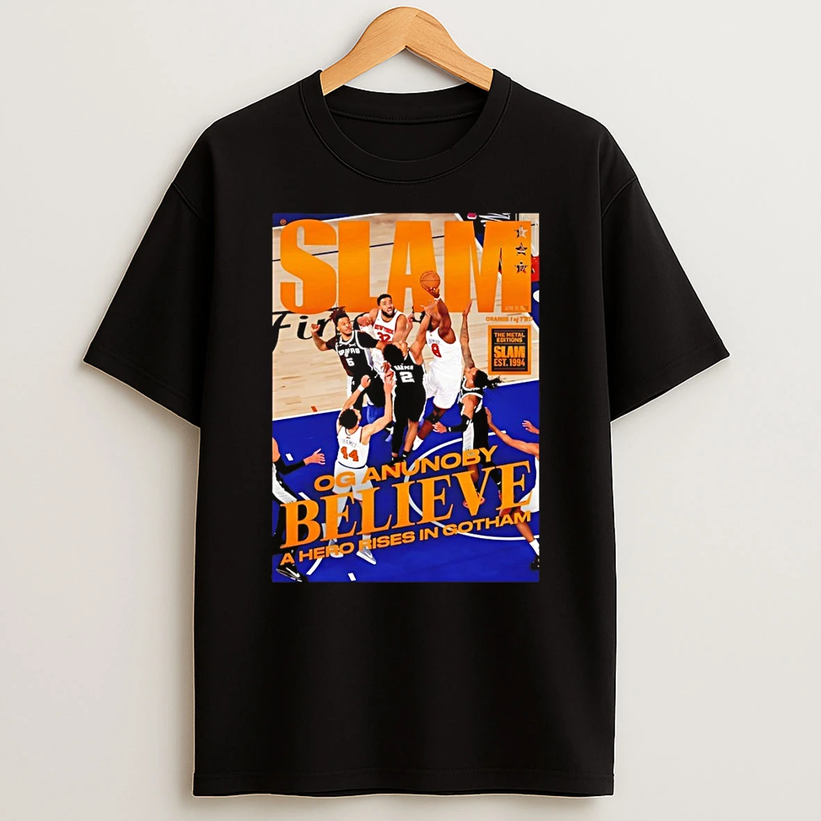 Slam Og Anunoby Dunk New York Knicks Basketball Believe A Hero Rises In Gotham Nba 2026 Shirts
