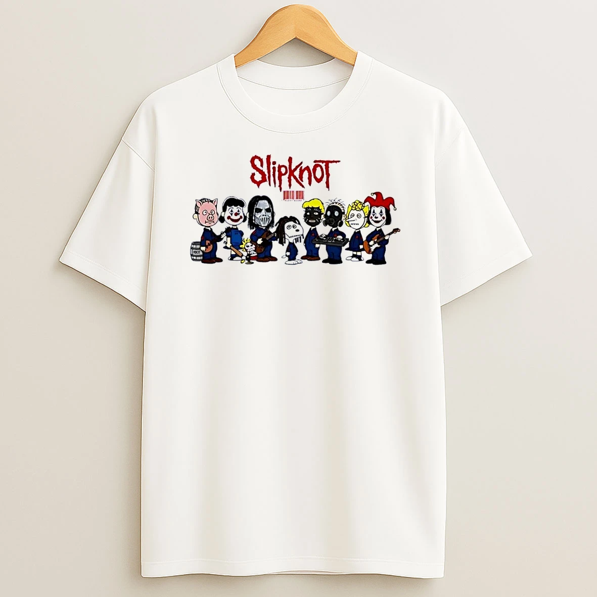 Slipknot Peanuts Characters Mashup White Shirts