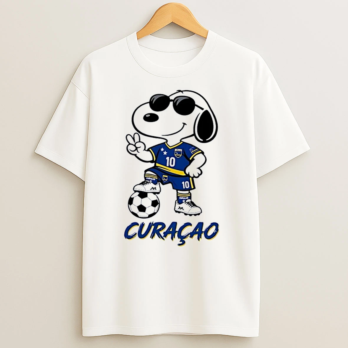 Snoopy Peace Sign Curacao Soccer White Shirts