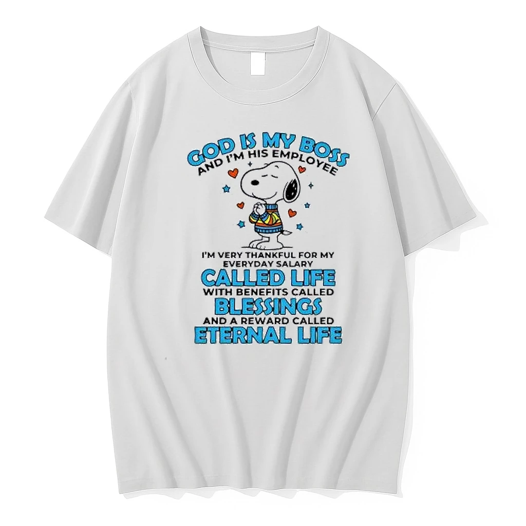 Snoopy Peanuts God Is My Boss And Im His Employee Life Blessings Eternal Life Shirts