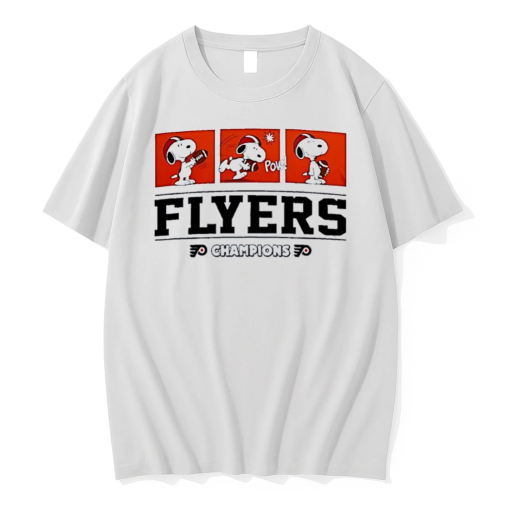 Snoopy Playing Football Flyers Champions White Shirts