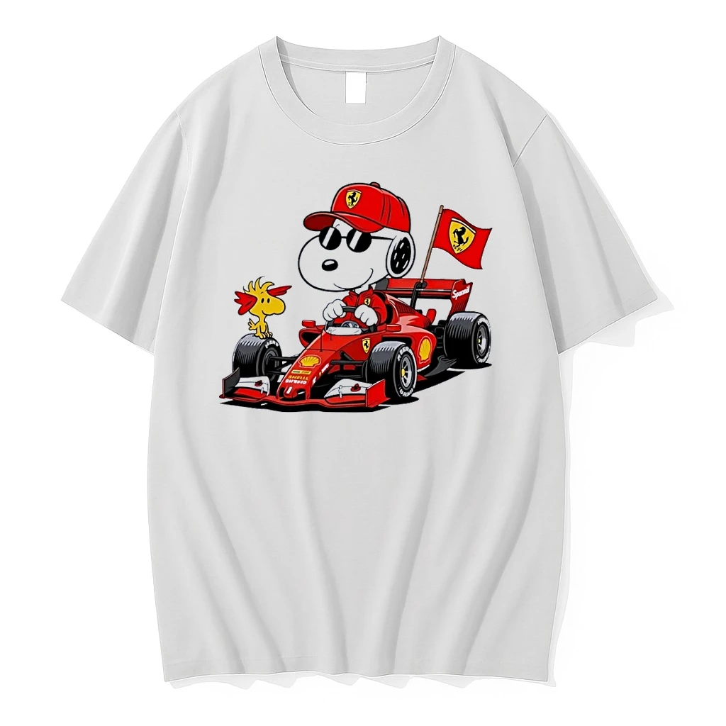 Snoopy Racing Formula 1 Ferrari Fan White Shirts