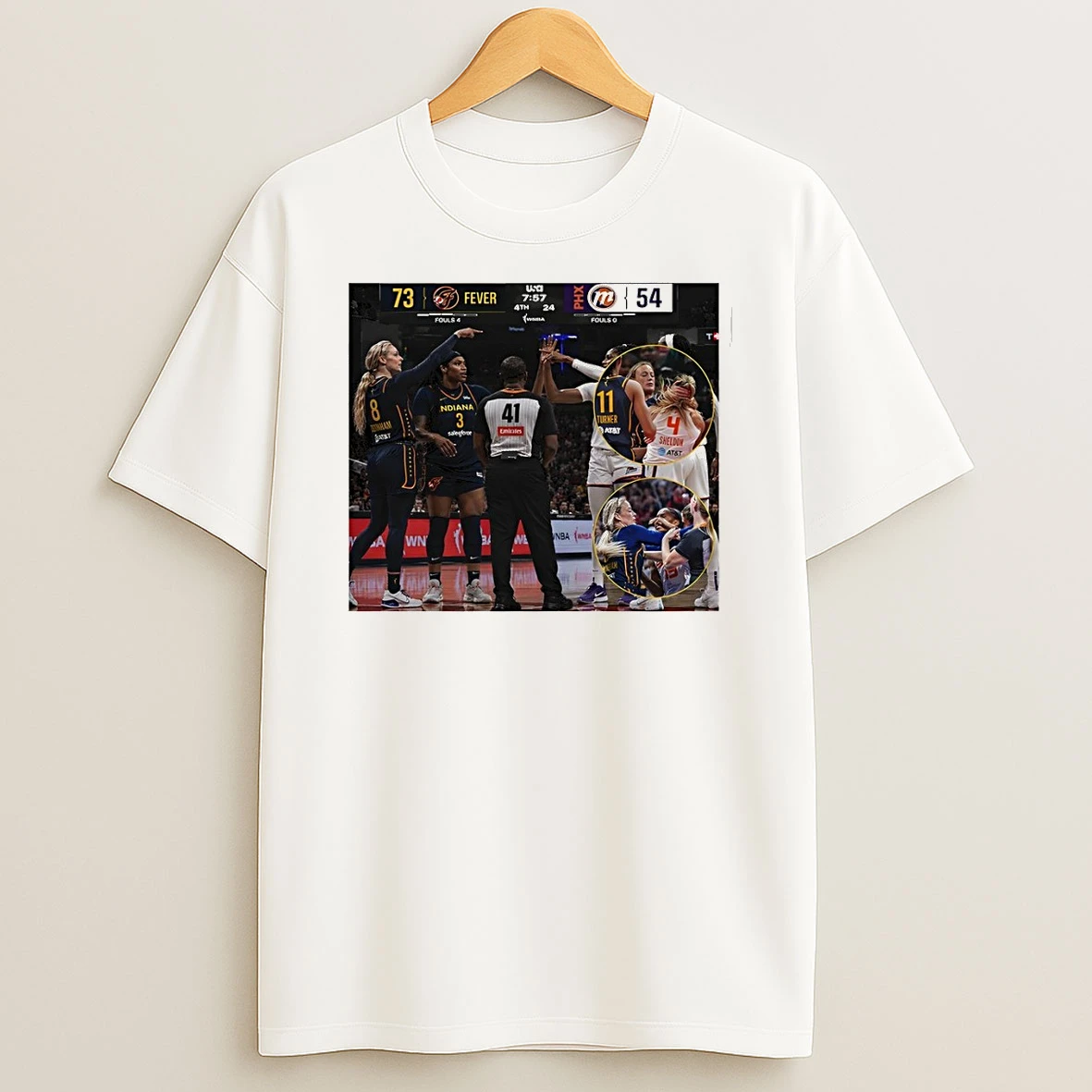 Sophie Cunningham Pointing Indiana Fever 73 54 Phoenix Mercury Wnba Basketball Shirts