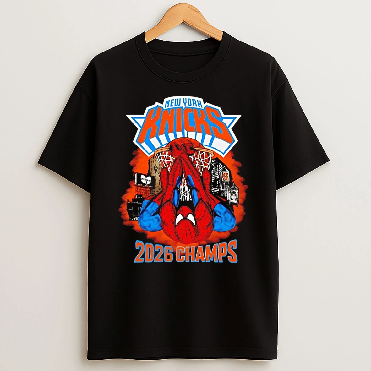 Spider Man Marvel New York Knicks Basketball Team Nba 2026 Champs Shirts