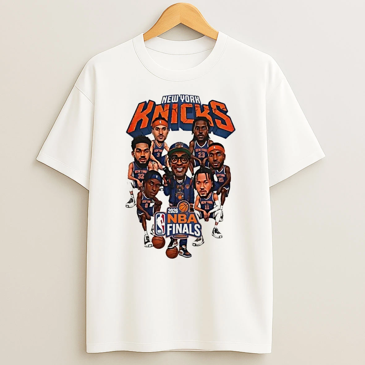 Spike Lee New York Knicks Basketball Players 2026 Nba Finals Cartoonist Art Shirts