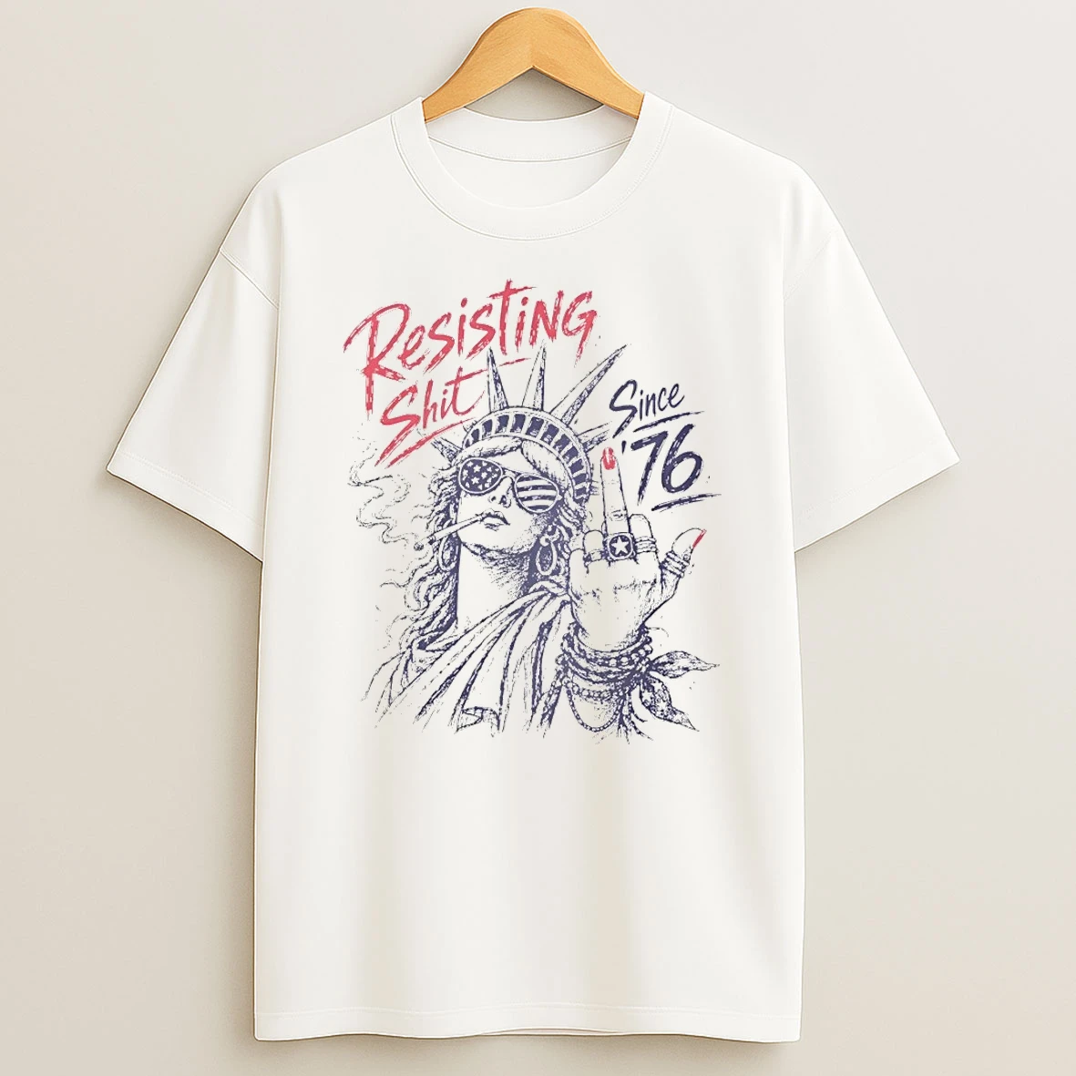 Statue Of Liberty Middle Finger Resisting Shit Since 1776 4th Of July Shirts