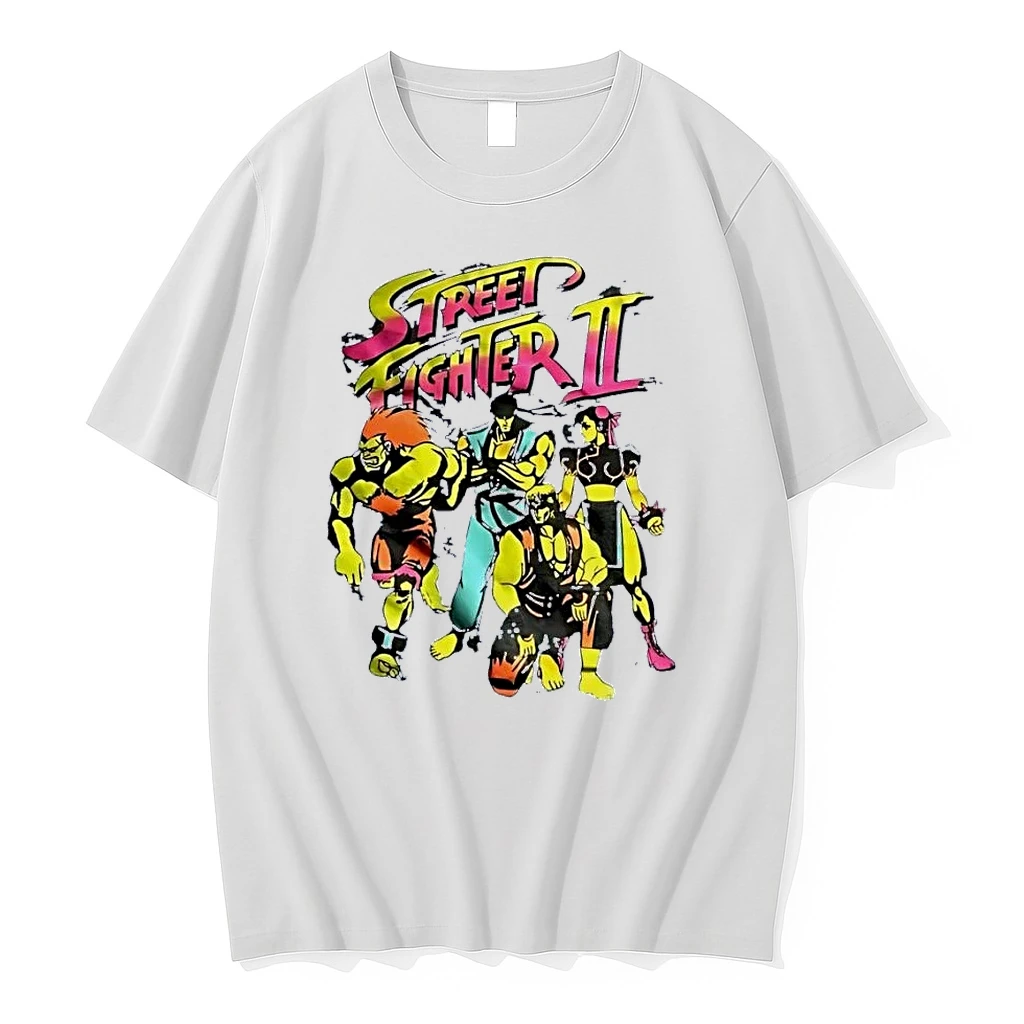 Street Fighter Ii Blanka Ryu Chun Li Ken Characters Retro Arcade Game White Shirts
